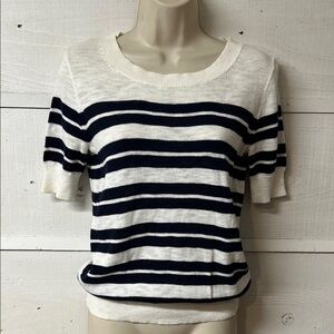 J. Crew Navy and White Striped Short Sleeve top